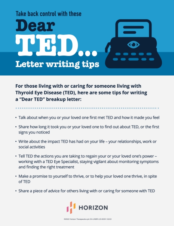 Tips for writing your own letter about living with Thyroid Eye Disease